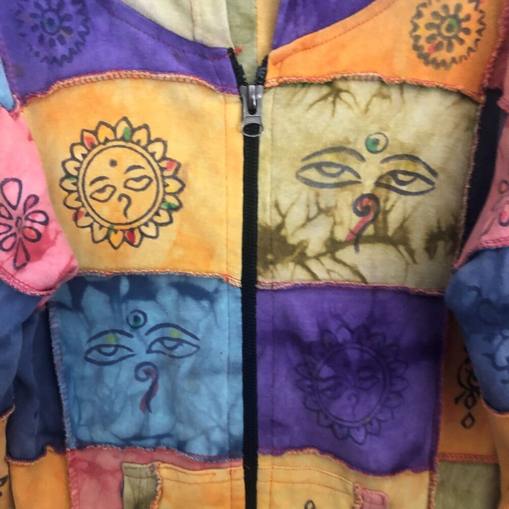 Rising International Patchwork Nepal Boho Hoodie … - image 3